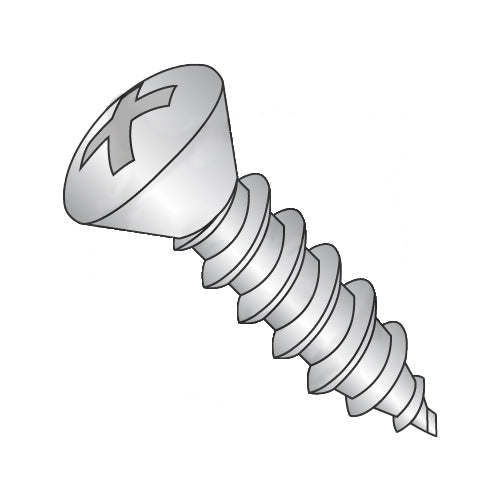 10-12 x 3/4 Phillips Oval Self Tapping Screw Type A Fully Threaded 18-8 Stainless Steel-Bolt Demon