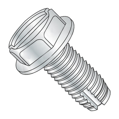 1/4-20 x 5/8 Slotted Indented Hex Washer Thread Cutting Screw Type 1 Fully Threaded Zinc-Bolt Demon