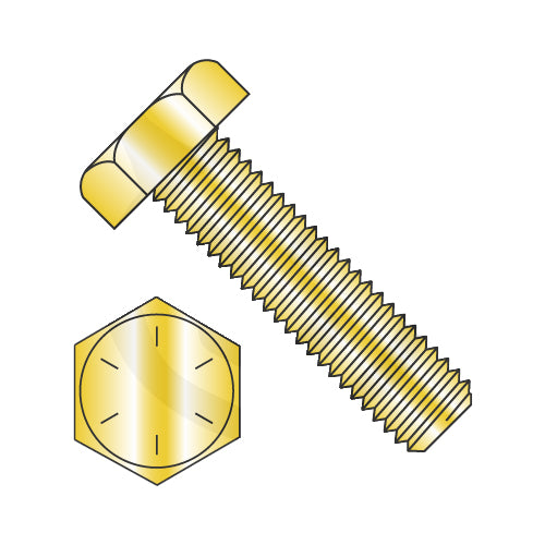 1/2-13 x 5 Hex Tap Bolt Grade 8 Fully Threaded Zinc Yellow-Bolt Demon