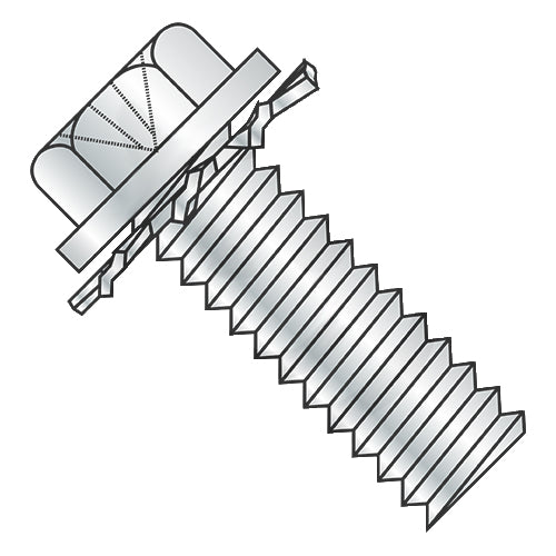 6-32 x 3/8 Phillips Indent Hex Washer External Sems Machine Screw Full Thread Zinc-Bolt Demon