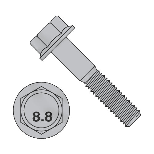 M8-1.25 x 25 DIN 6921 8.8 Metric Flange Bolt Screw Non Serrated Plain-Bolt Demon