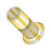 6-32-.130 Flat Head Ribbed Threaded Insert Rivet Nut Steel Zinc Yellow Dichromate-Bolt Demon