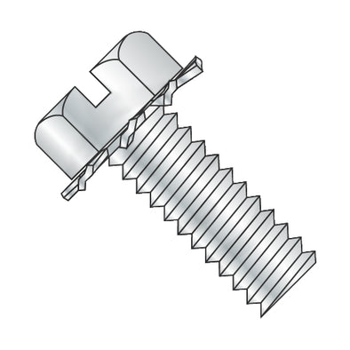 10-32 x 1/2 Slotted Hex Head External Sems Machine Screw Fully Threaded Zinc-Bolt Demon