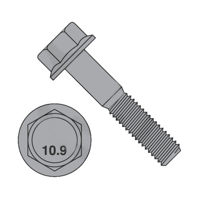 M10-1.5 x 50 DIN 6921 10.9 Metric Flange Bolt Screw Non Serrated Black Phosphate-Bolt Demon