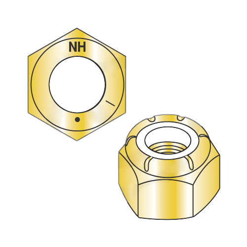 1 1/2-12 N1610 Nylon Insert Hex Locknut NE Light Hex Standard Height Grade 8 Zinc Yellow-Bolt Demon