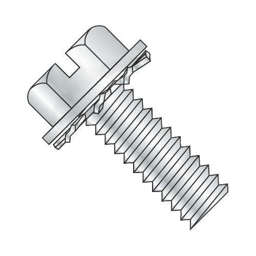 4-40 x 3/8 Slotted Hex Washer External Sems Machine Screw Fully Threaded Zinc-Bolt Demon