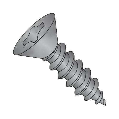 12-11 x 1 1/2 Phillips Flat Self Tap Screw Type A Full Thread 18-8 Stainless Steel Black Oxide-Bolt Demon