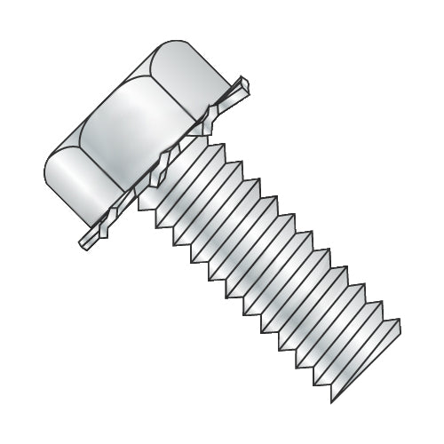 6-32 x 3/8 Unslotted Indented Hex Head External Sems Machine Screw Full Threaded Zinc-Bolt Demon