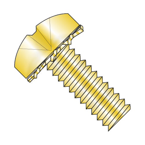 4-40 x 3/16 Phillips Pan External Sems Machine Screw Fully Threaded Zinc Yellow-Bolt Demon