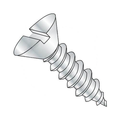 8-15 x 1 Slotted Flat Self Tapping Screw Type A Fully Threaded Zinc-Bolt Demon