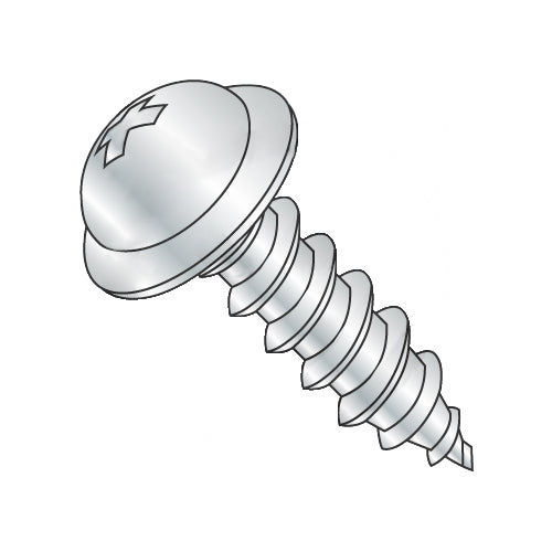 8-15 x 1/2 Phillips Round Washer Self Tapping Screw Type A Fully Threaded Zinc-Bolt Demon