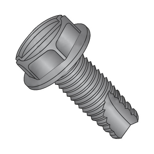 8-32 x 5/16 Slotted Indent Hex Washer Thread Cutting Screw Type 23 Full Thread Black Oxide-Bolt Demon