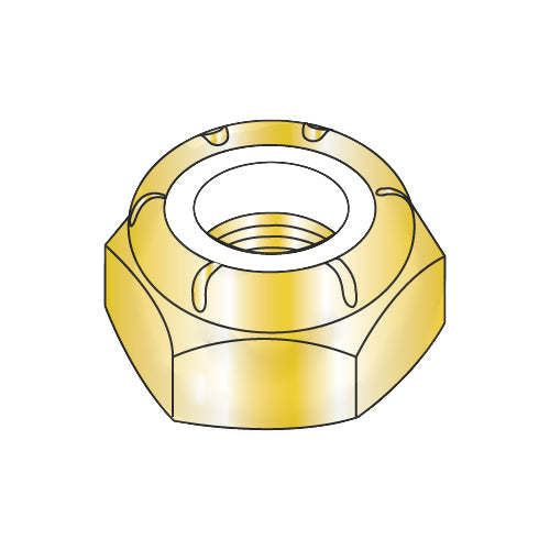 3/8-24 NTE Thin Pattern Nylon Insert Hex Lock Nut Fine Thread Zinc Yellow-Bolt Demon