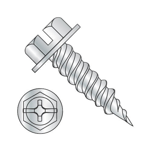 10-16 x 3/4 Combo (slot/phil) Ind Hexwasher 1/4" Across Flats F/T Self Piercing Screw Zinc-Bolt Demon