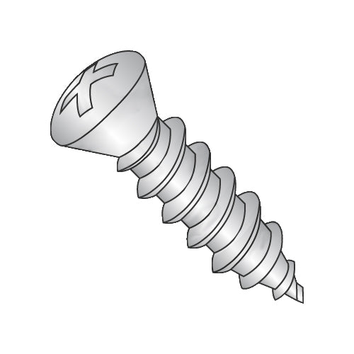 8-15 x 1/2 Phillips Trim Oval Self Tapping Screw Type A w/#Six Head Full Thrd 18-8 Stainles-Bolt Demon