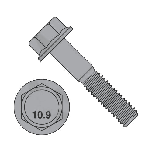 M6-1.0 x 50 DIN 6921 10.9 Metric Flange Bolt Screw Non Serrated Black Phosphate-Bolt Demon