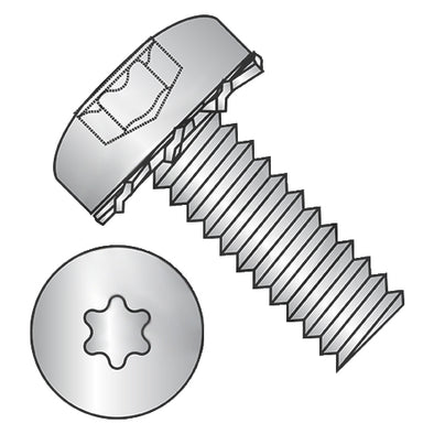 6-32 x 1/4 Six Lobe Pan External Tooth Sems Machine Screw Full Thread 18-8 Stainless Steel-Bolt Demon