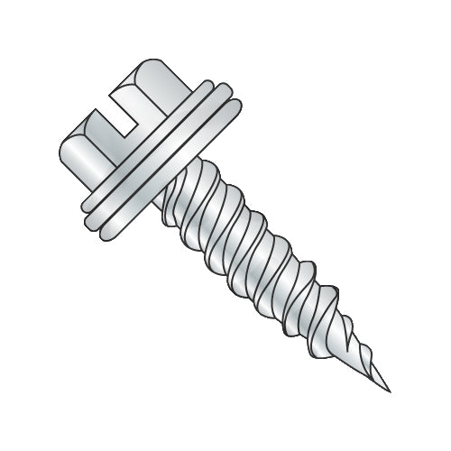 8-15 x 1/2 Slotted Indented Hex Washer With Bonded Neo Epdm Washer F/T Self Piercing Zinc-Bolt Demon