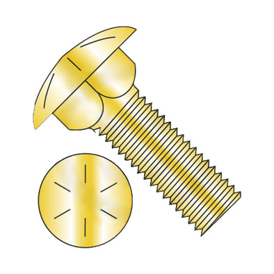 1/2-13 x 3 1/2 Carriage Bolt Grade 8 Fully Threaded Yellow Zinc-Bolt Demon