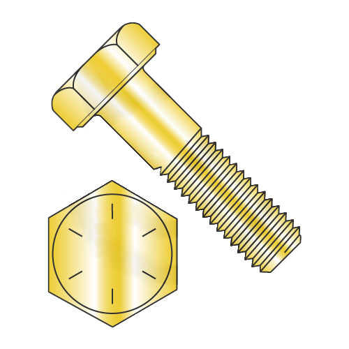 5/8-11 x 7 1/2 Hex Cap Screw Grade 8 Yellow Zinc-Bolt Demon