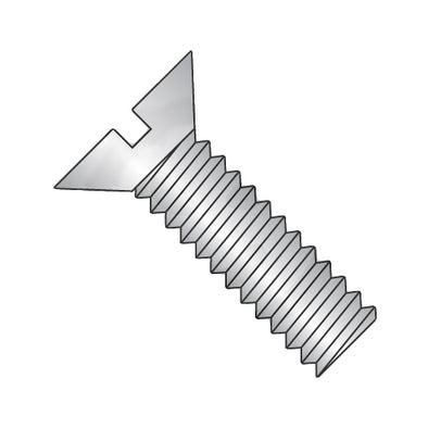 10-24 x 1/2 Slotted Flat Machine Screw Fully Threaded 18-8 Stainless Steel-Bolt Demon