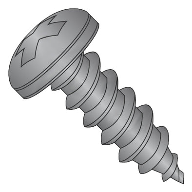 8-15 x 1 1/2 Phillips Pan Self Tap Screw Type A Full Thread 18-8 Stainless Steel Black Ox-Bolt Demon