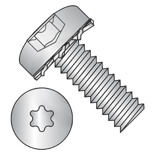 2-56 x 3/8 Six Lobe Pan External Tooth Sems Machine Screw Full Thread 18-8 Stainless Steel-Bolt Demon