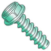 8-18 x 1/4 Slotted Indented Hex Washer Self Tapping Screw Type B Fully Thread Zinc Green-Bolt Demon