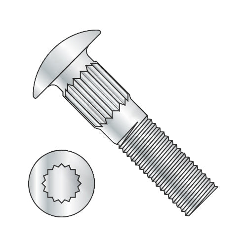 1/4-20 x 2 1/2 Ribbed Neck Carriage Bolt Fully Threaded Zinc-Bolt Demon